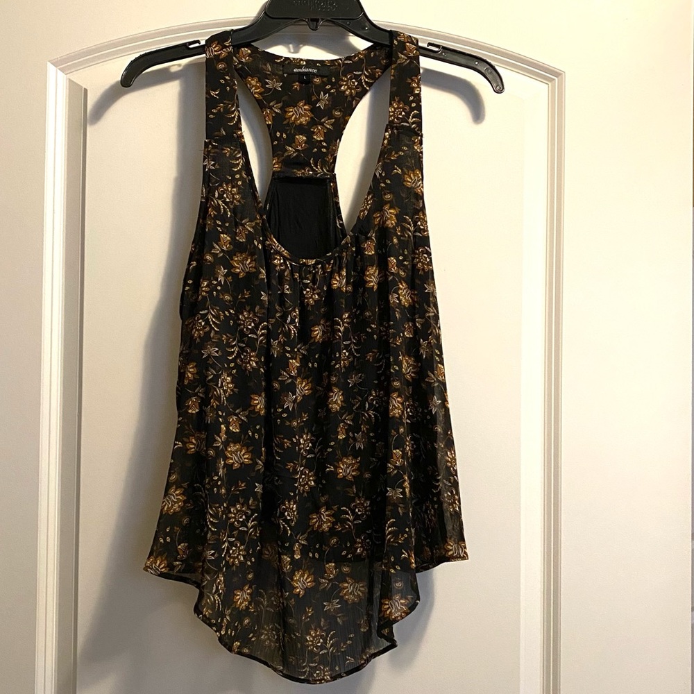 Brown and black floral tank